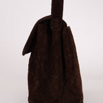 Chanel 1997 Chocolate Suede Turnlock Kelly Shoulder Bag - FashioNica