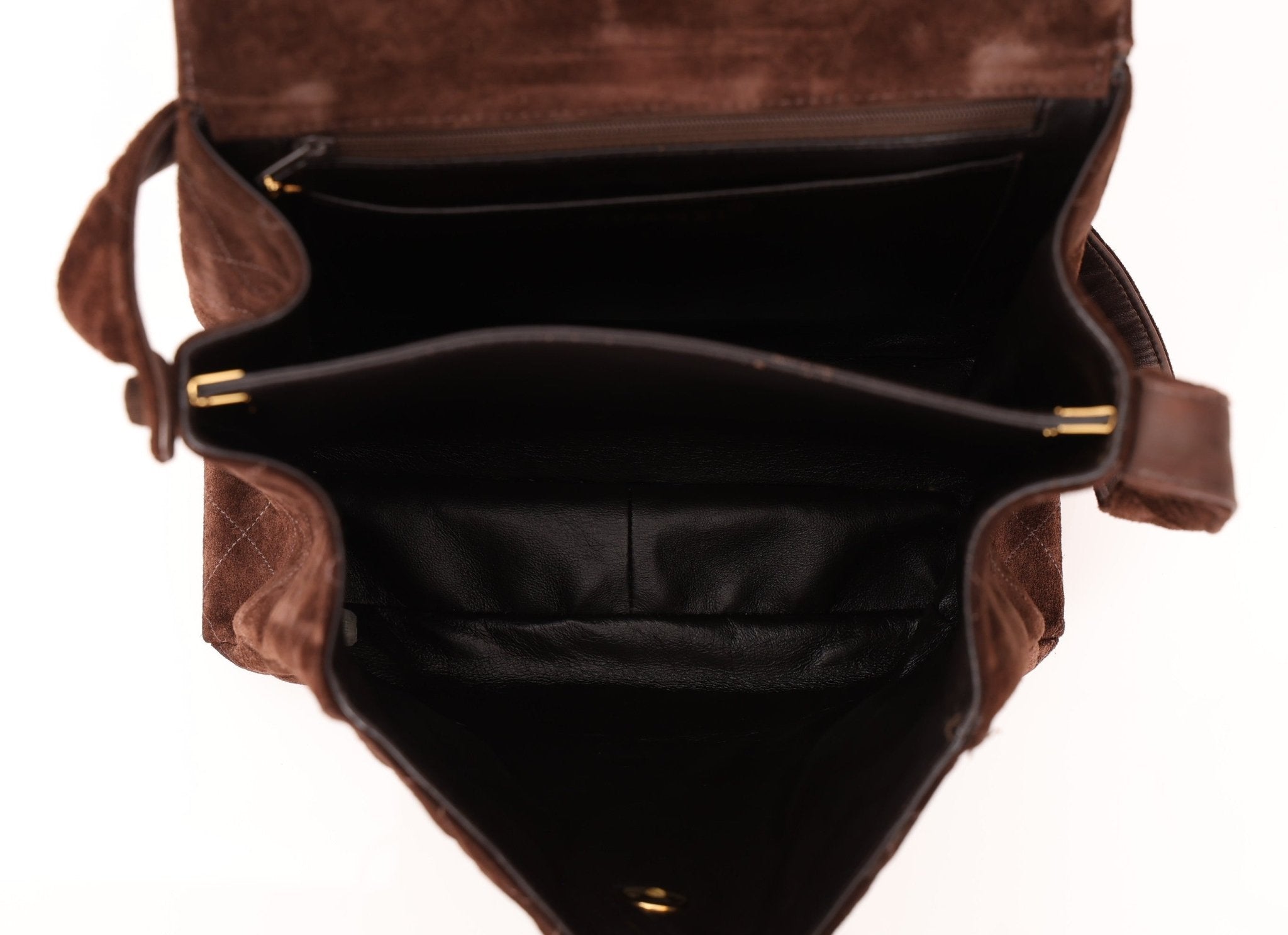 Chanel 1997 Chocolate Suede Turnlock Kelly Shoulder Bag - FashioNica