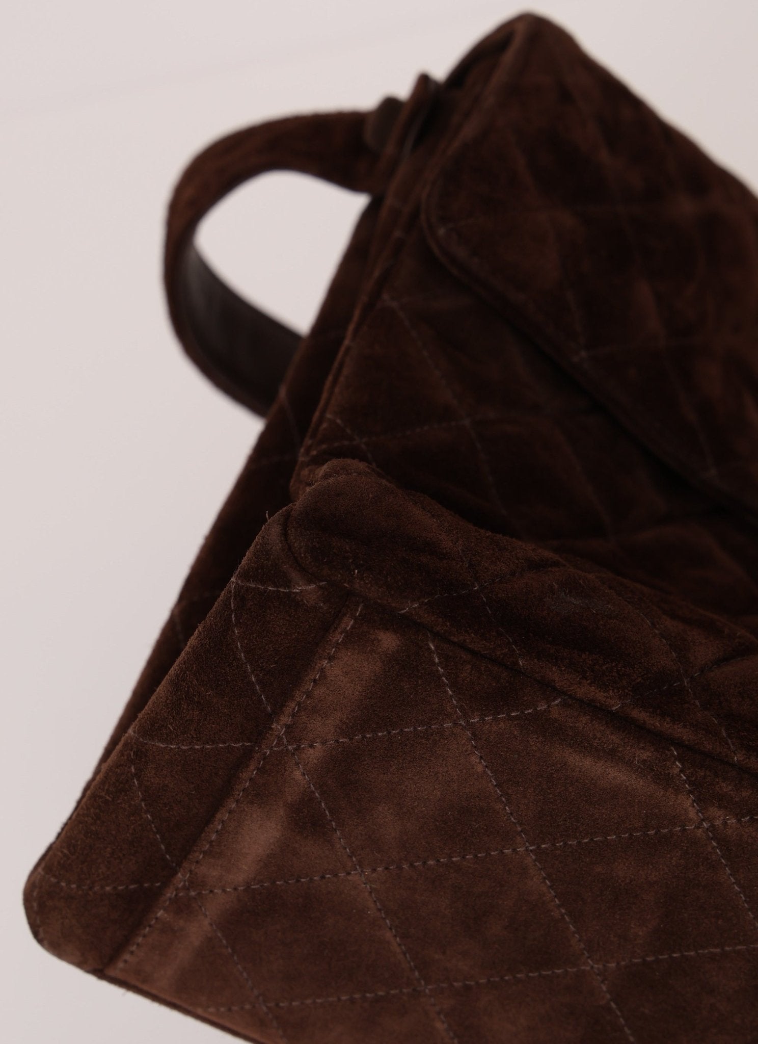 Chanel 1997 Chocolate Suede Turnlock Kelly Shoulder Bag - FashioNica