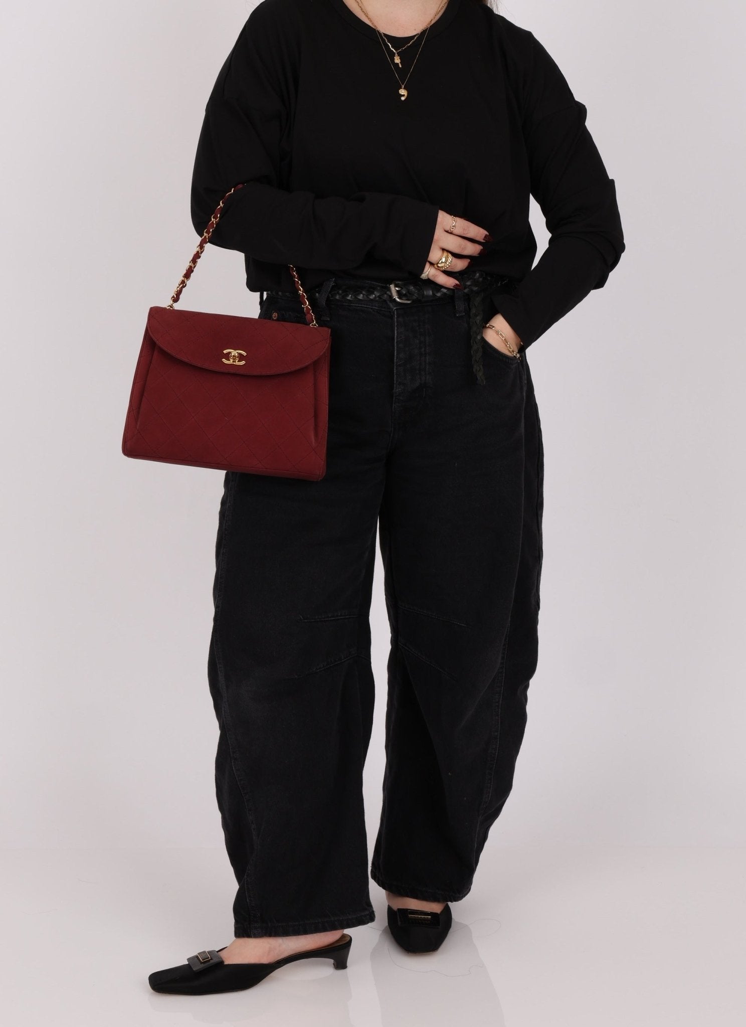 Chanel 1997 Merlot Suede Chain Flap Bag - FashioNica