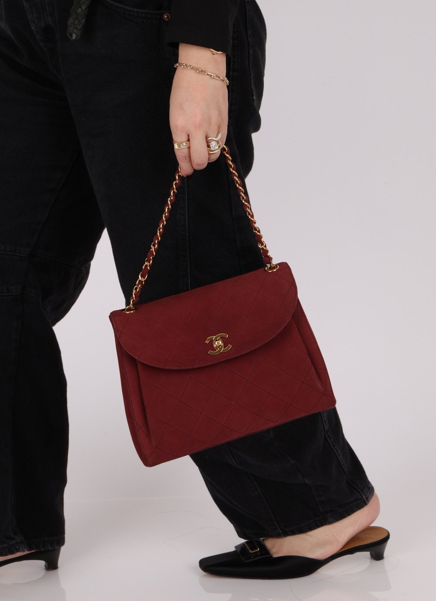 Chanel 1997 Merlot Suede Chain Flap Bag - FashioNica