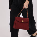 Chanel 1997 Merlot Suede Chain Flap Bag - FashioNica