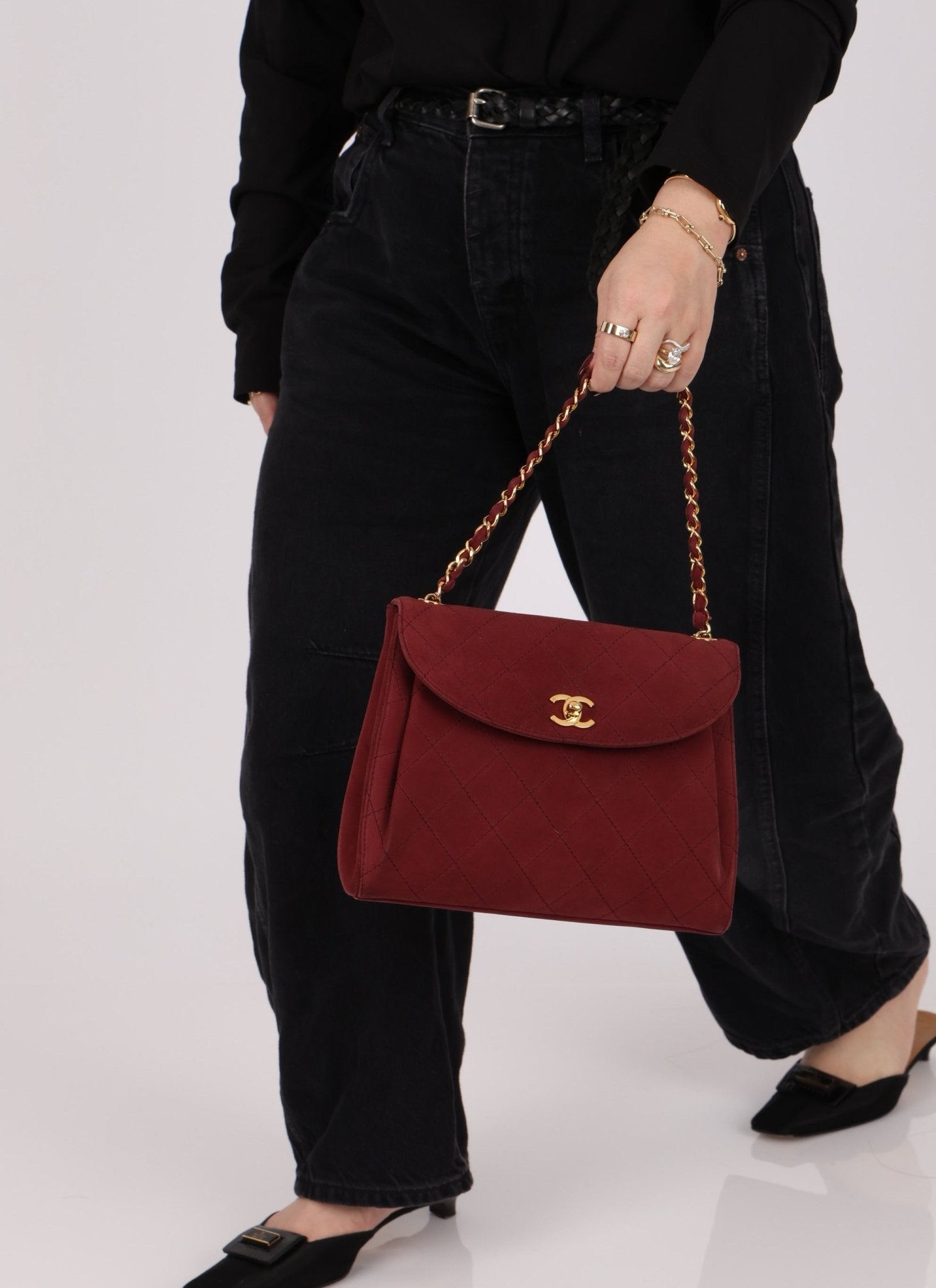 Chanel 1997 Merlot Suede Chain Flap Bag - FashioNica