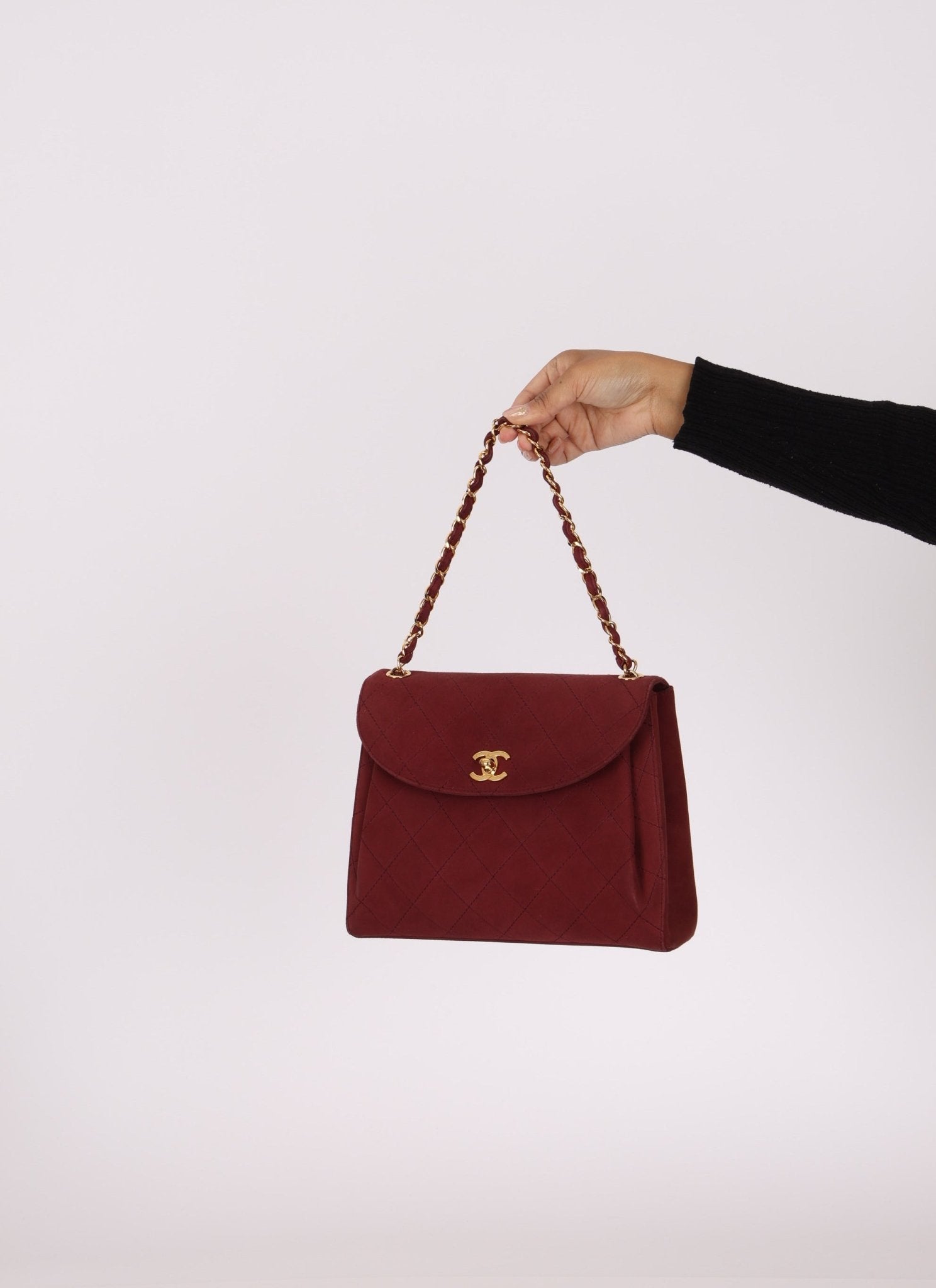 Chanel 1997 Merlot Suede Chain Flap Bag - FashioNica