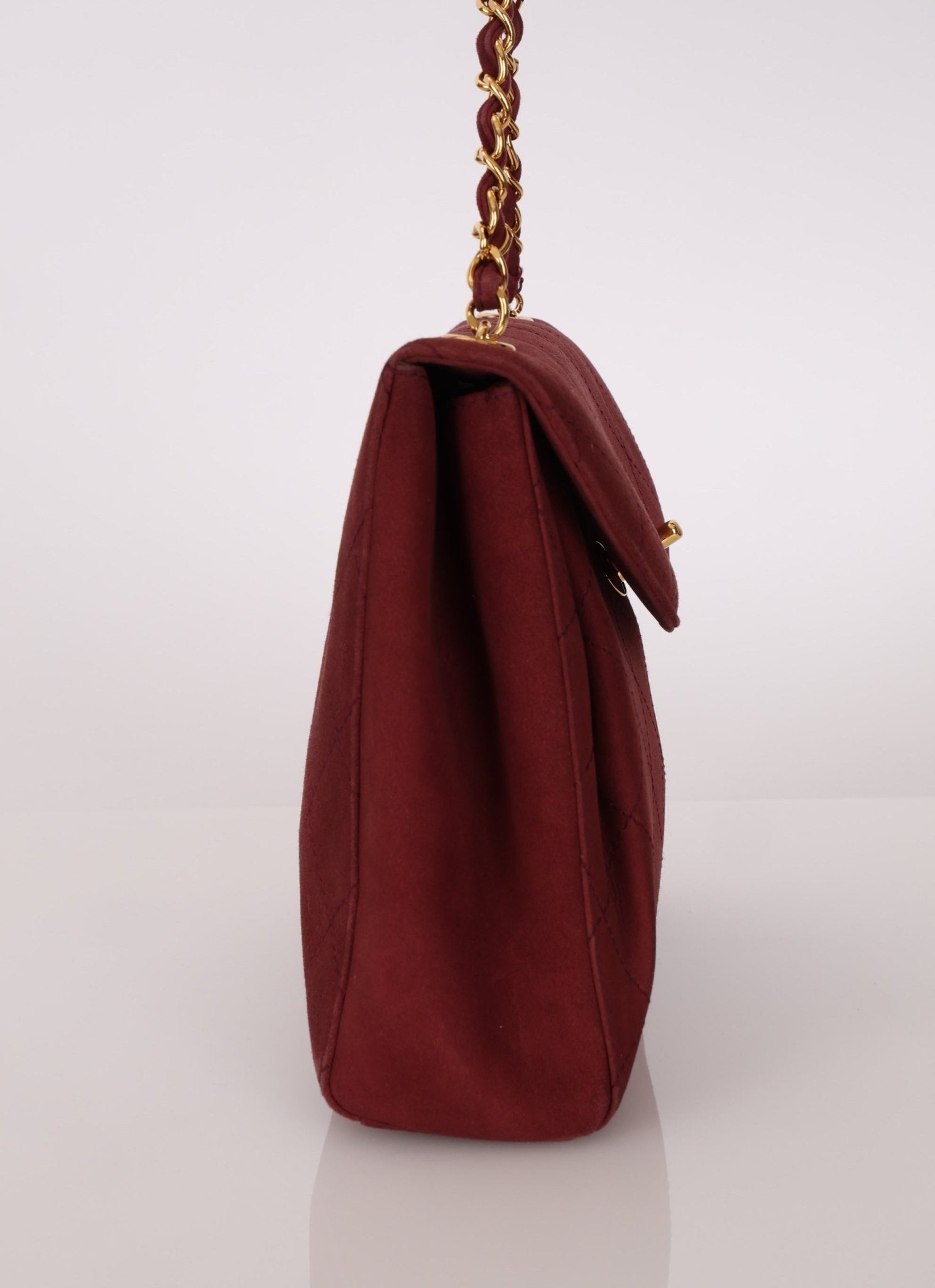 Chanel 1997 Merlot Suede Chain Flap Bag - FashioNica