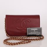 Chanel 2000 Caviar Bordeaux Wallet on Chain Matte GHW - FashioNica
