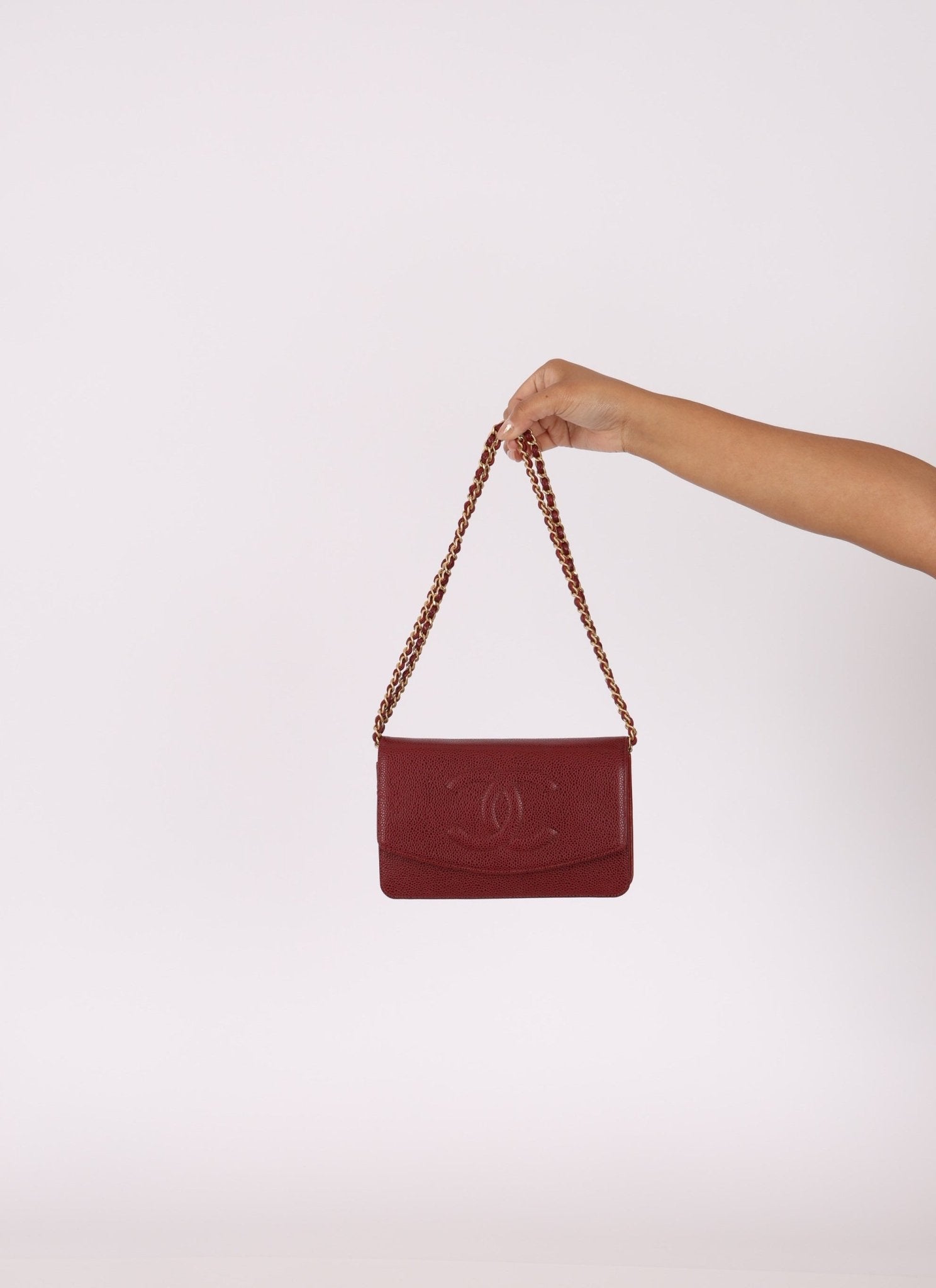 Chanel 2000 Caviar Bordeaux Wallet on Chain Matte GHW - FashioNica