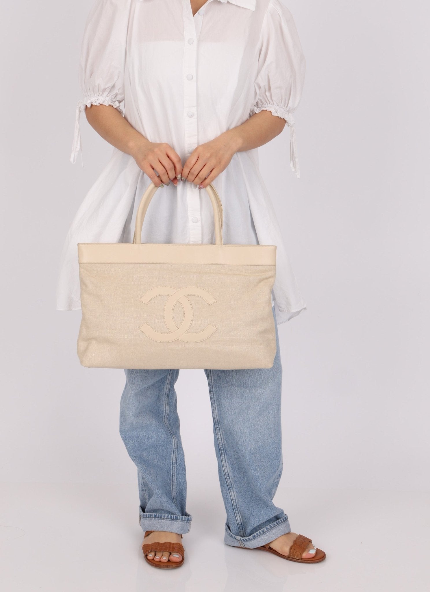 Chanel 2004 Linen Timeless Tote - FashioNica