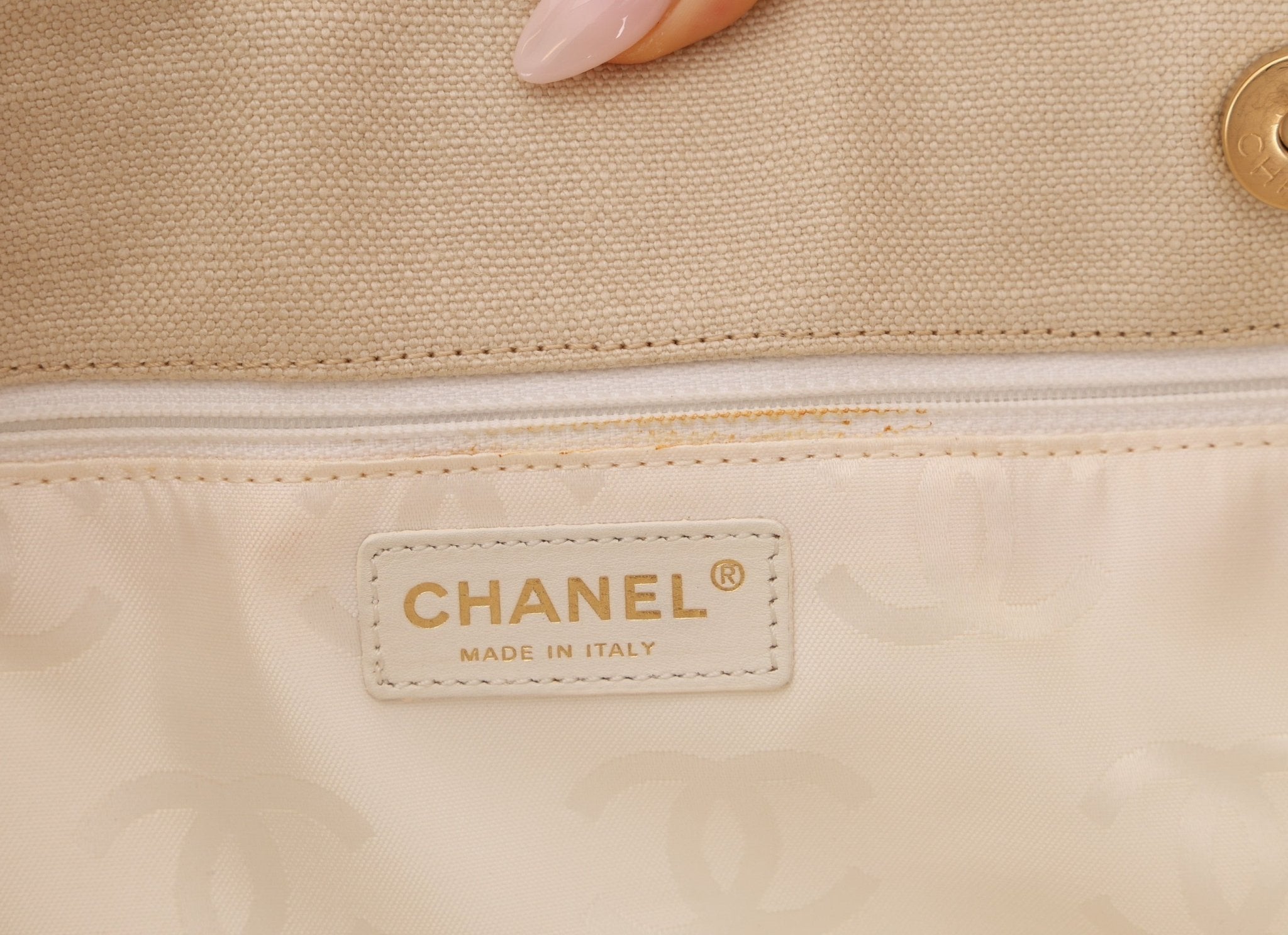 Chanel 2004 Linen Timeless Tote - FashioNica