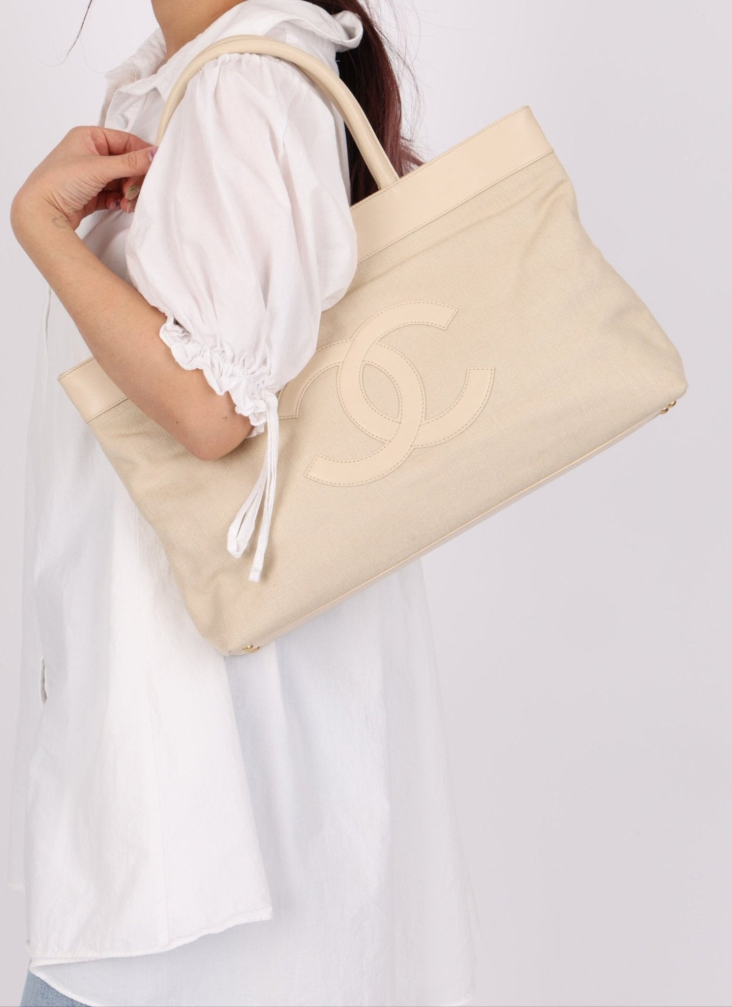 Chanel 2004 Linen Timeless Tote - FashioNica
