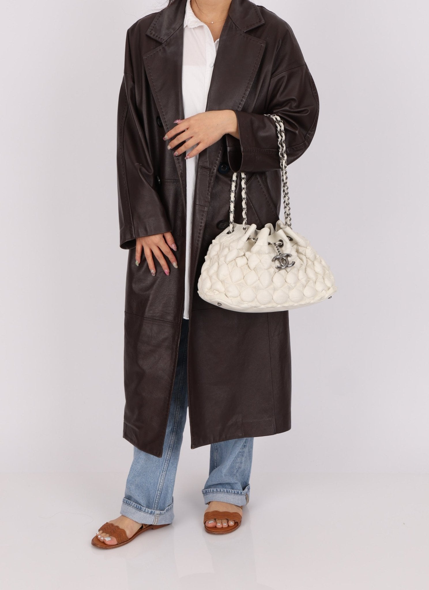 Chanel 2008 Glazed Lambskin Stravinsky Drawstring Bag - FashioNica