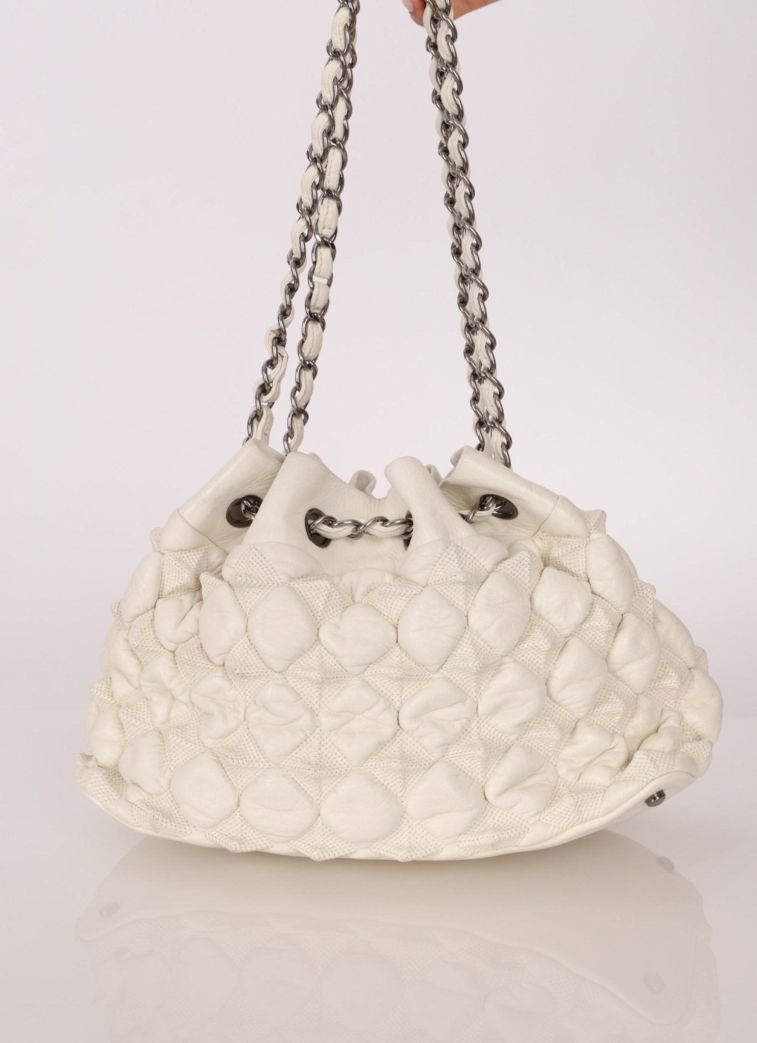 Chanel 2008 Glazed Lambskin Stravinsky Drawstring Bag - FashioNica