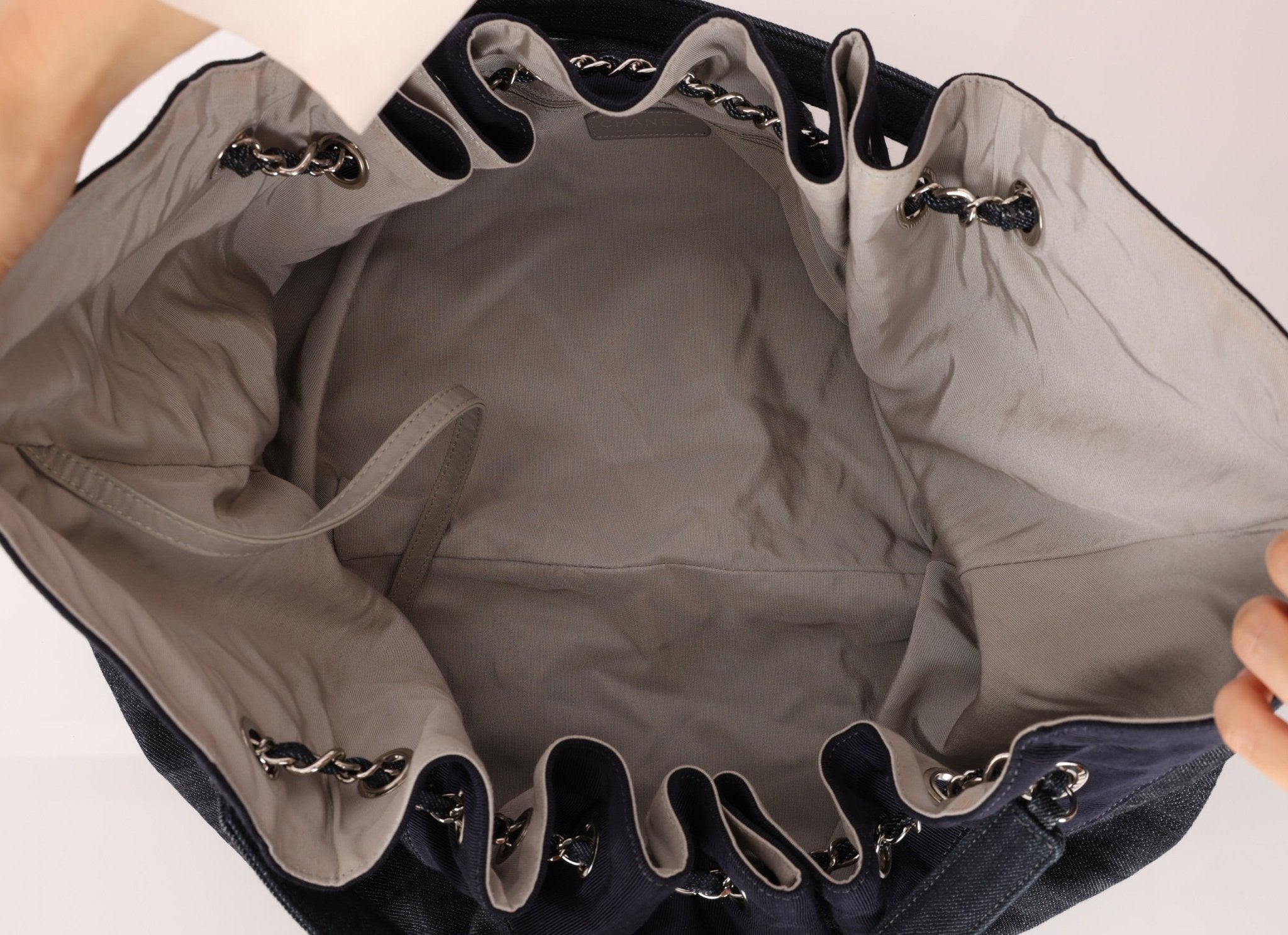 Chanel 2009 Denim Stretch Spirit CC Cabas Hobo - FashioNica