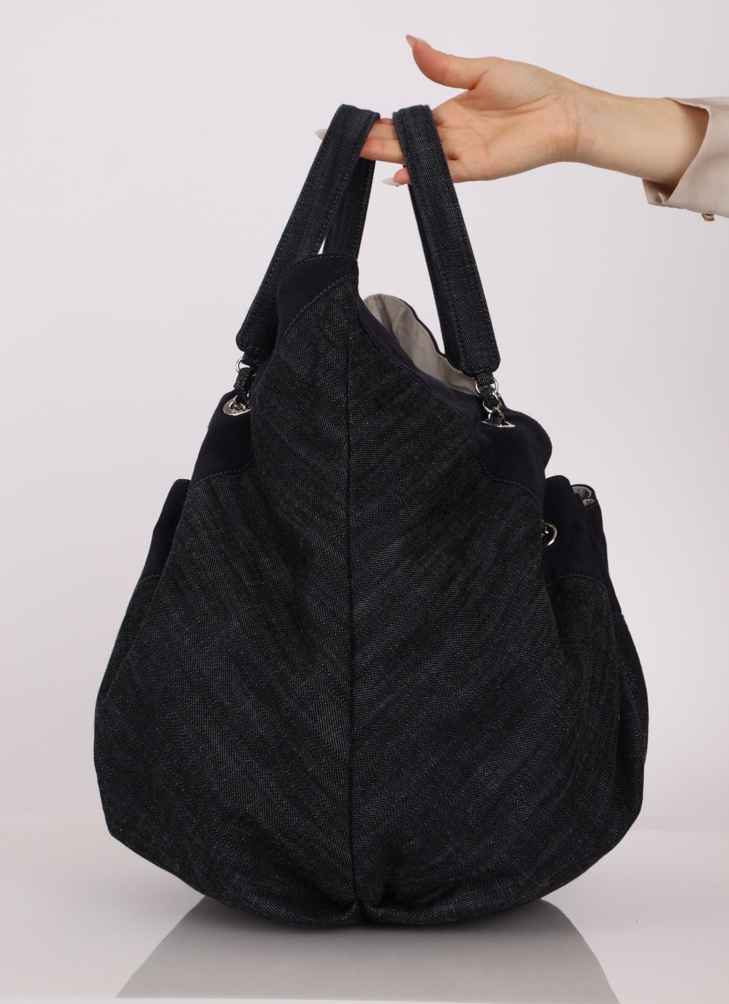 Chanel 2009 Denim Stretch Spirit CC Cabas Hobo - FashioNica