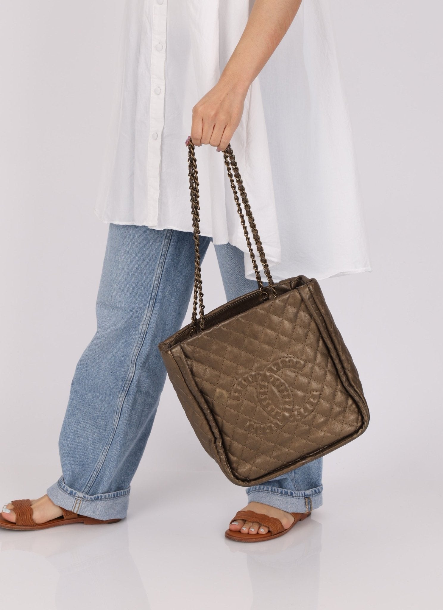 Chanel 2011 Calfskin Paris - Byzance Bronze Instanbul Chain Tote - FashioNica