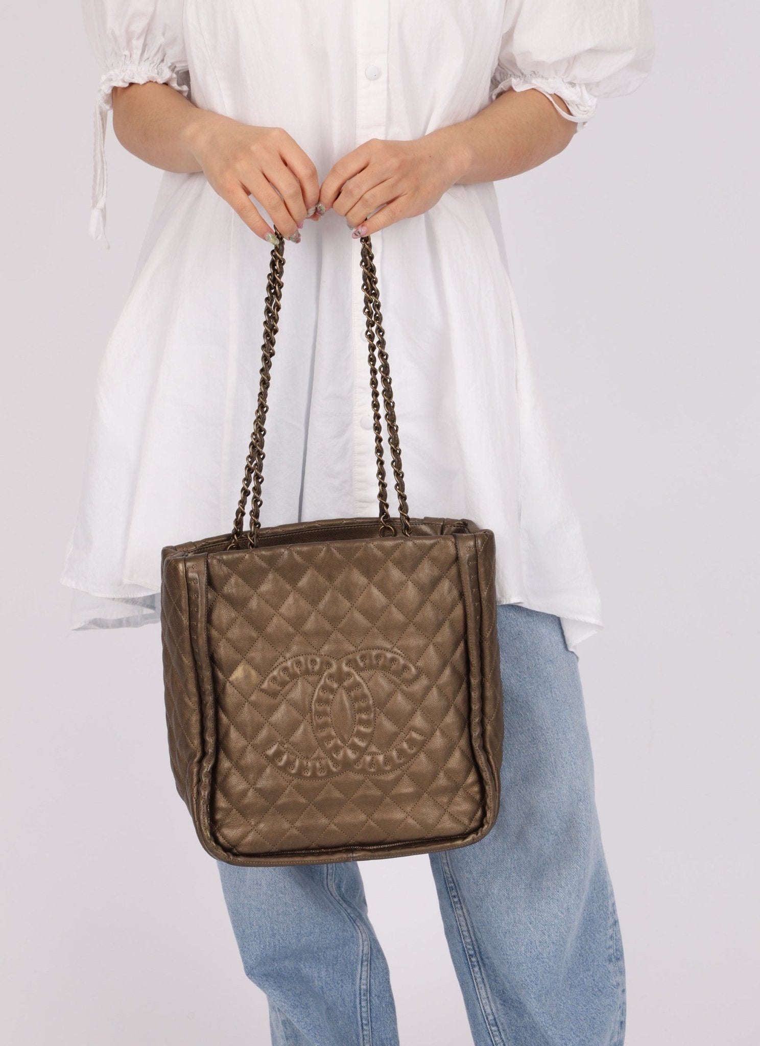 Chanel 2011 Calfskin Paris - Byzance Bronze Instanbul Chain Tote - FashioNica