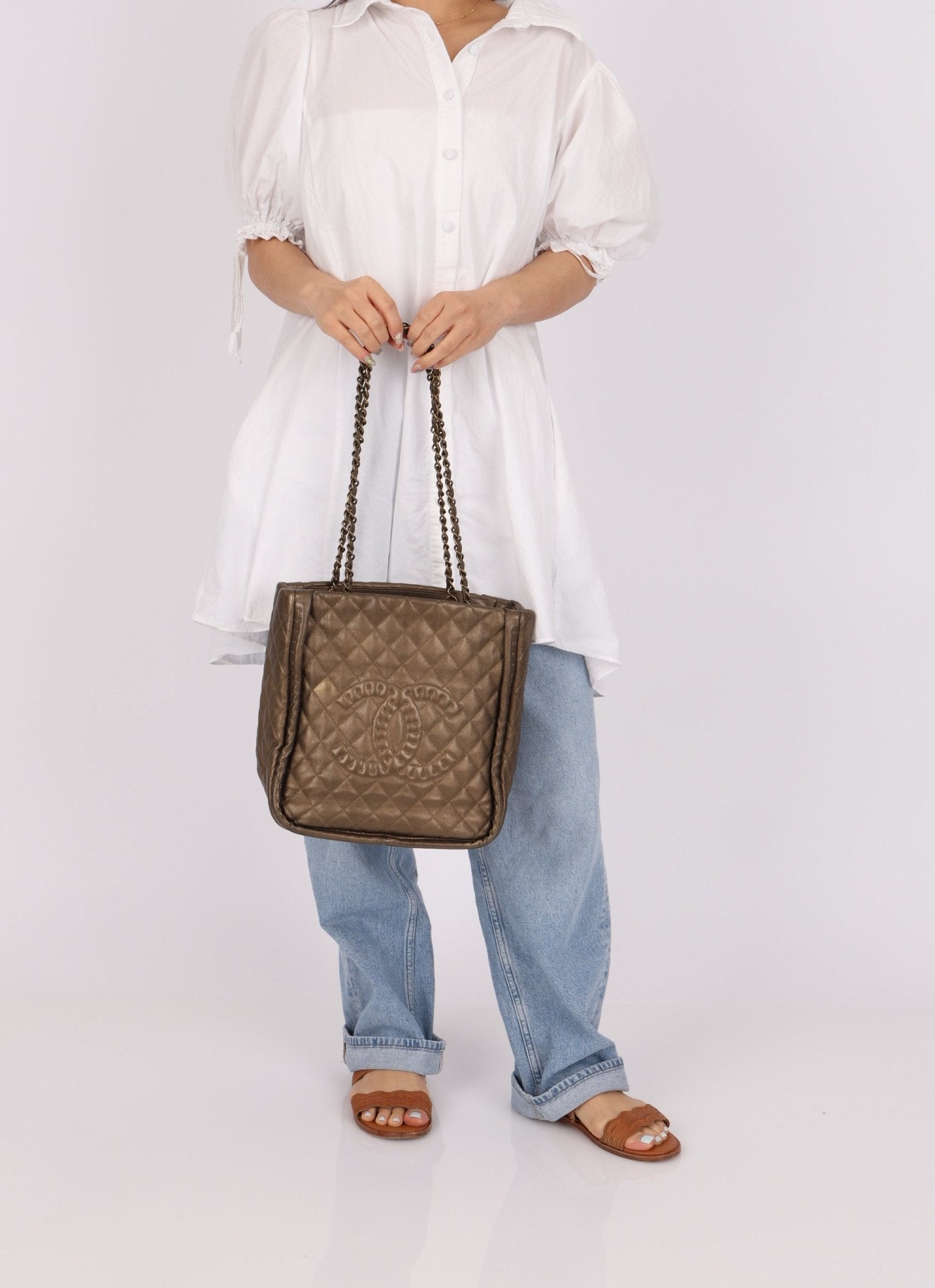 Chanel 2011 Calfskin Paris - Byzance Bronze Instanbul Chain Tote - FashioNica