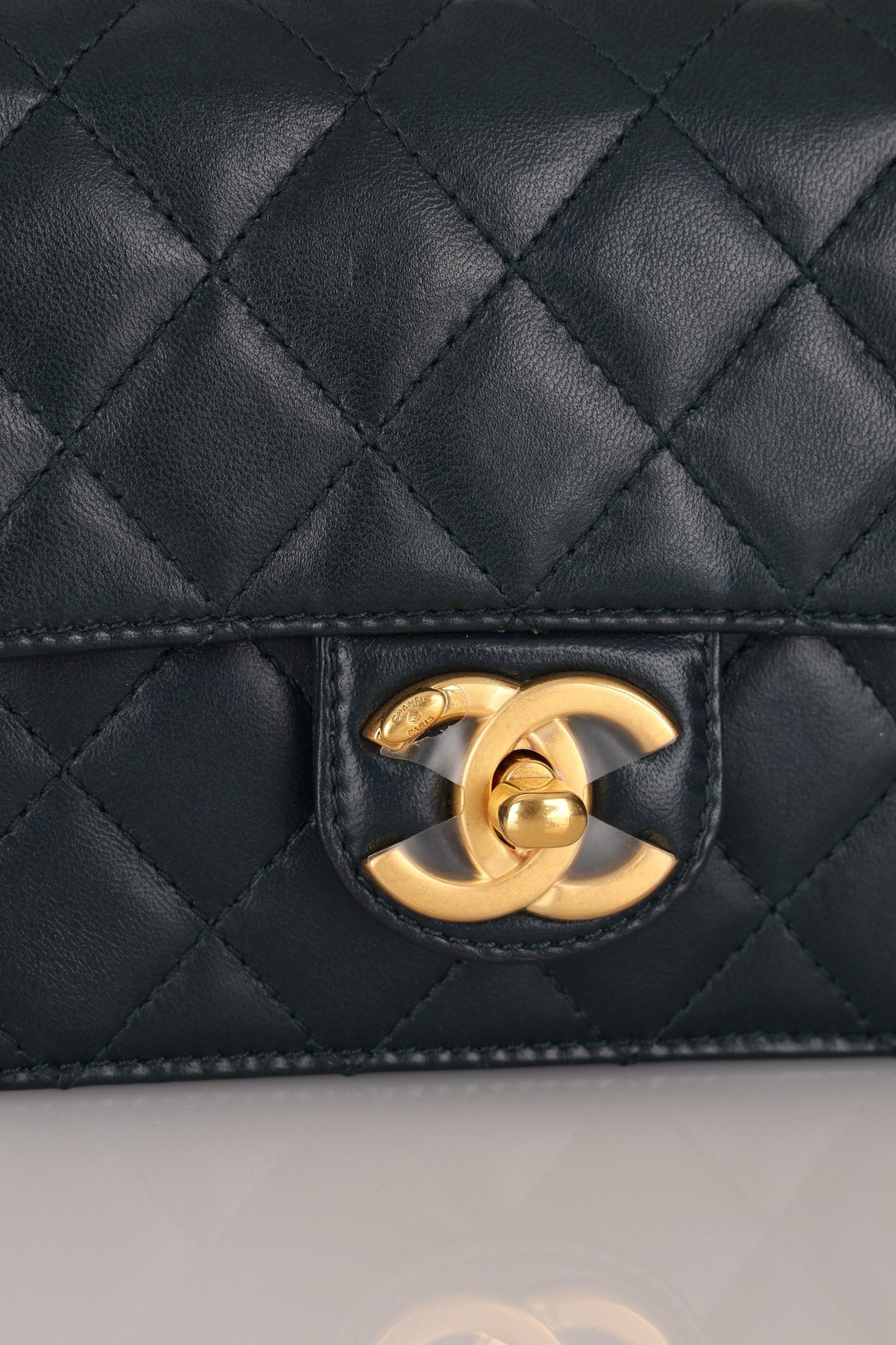 Chanel 2013 Dark Evergreen Lambskin Turnlock Square Flap Bag - FashioNica