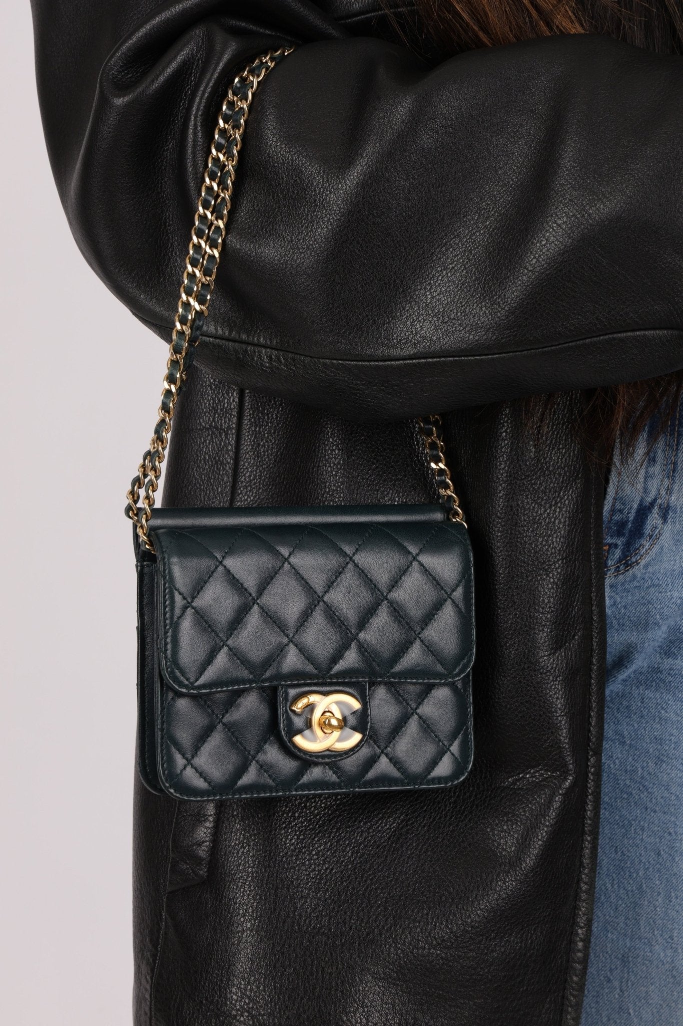 Chanel 2013 Dark Evergreen Lambskin Turnlock Square Flap Bag - FashioNica