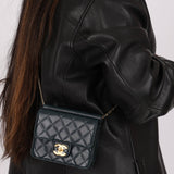 Chanel 2013 Dark Evergreen Lambskin Turnlock Square Flap Bag - FashioNica