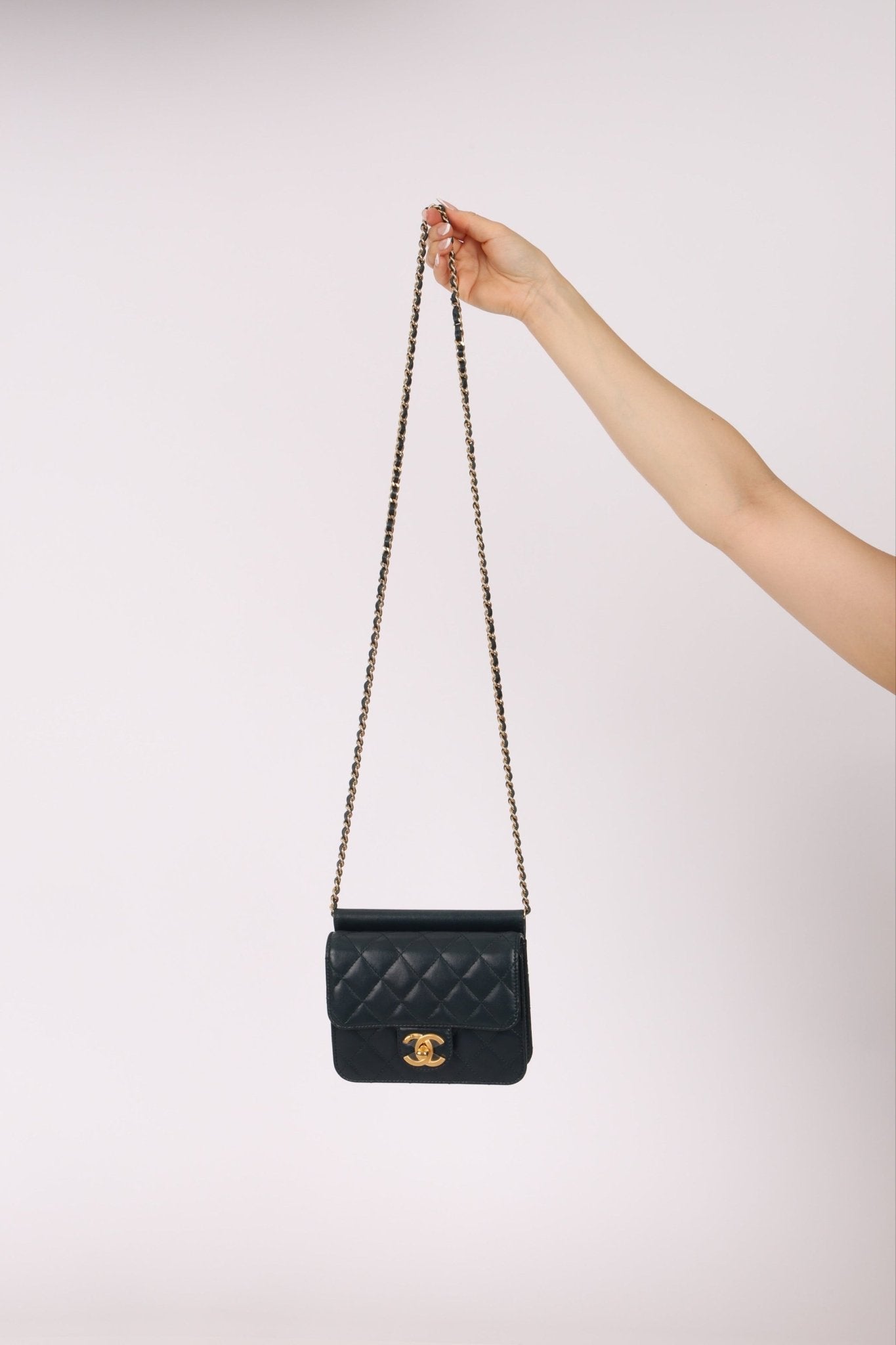 Chanel 2013 Dark Evergreen Lambskin Turnlock Square Flap Bag - FashioNica