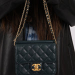 Chanel 2013 Dark Evergreen Lambskin Turnlock Square Flap Bag - FashioNica