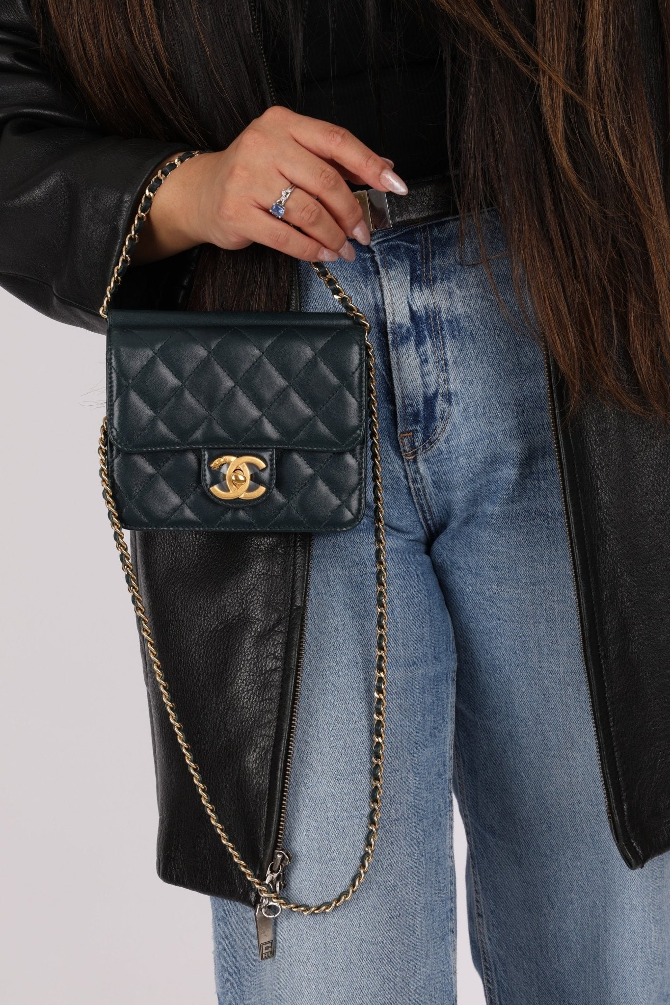 Chanel 2013 Dark Evergreen Lambskin Turnlock Square Flap Bag - FashioNica