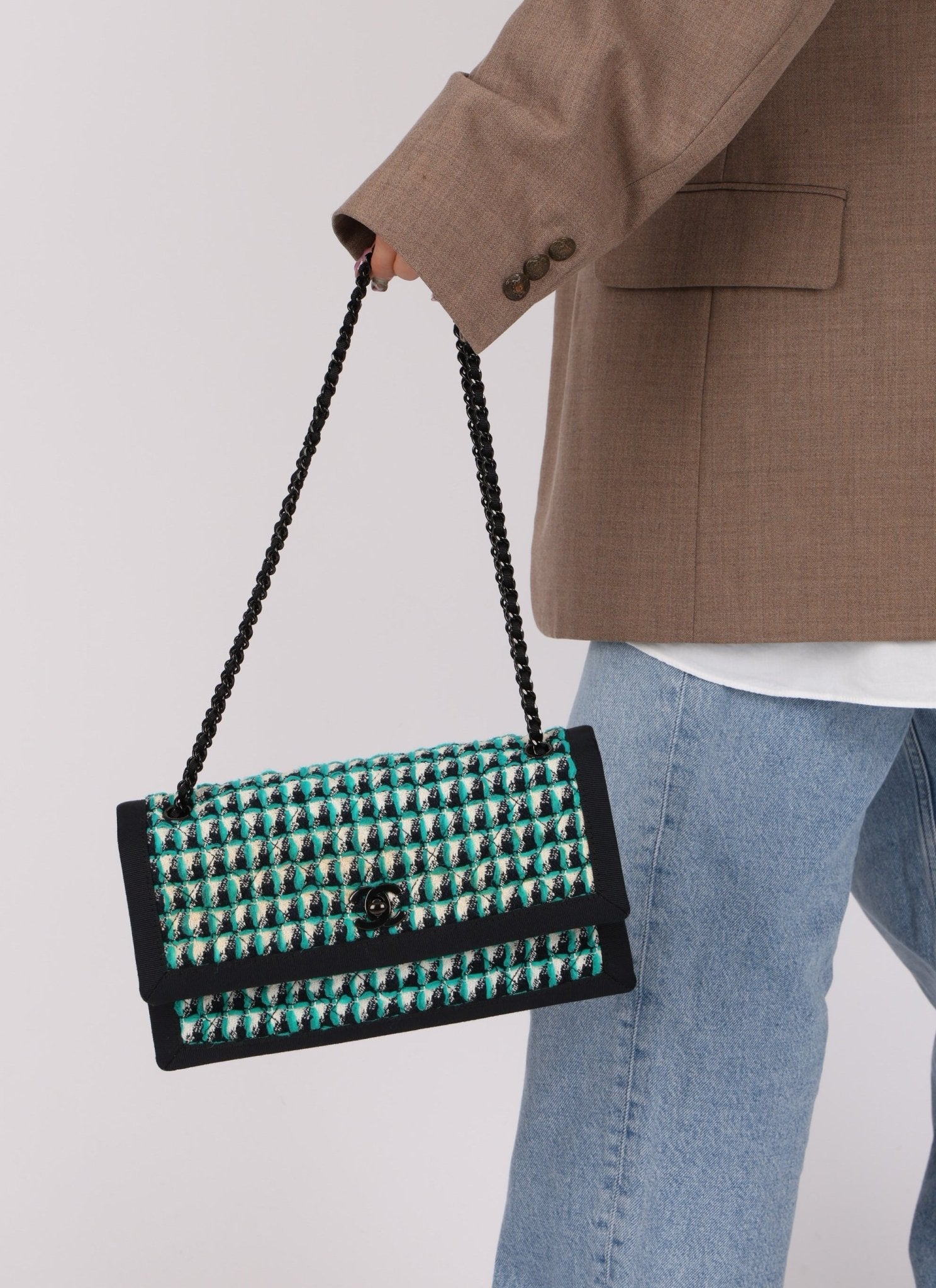 Chanel 2015 Houndstooth Tweed Single Flap - FashioNica