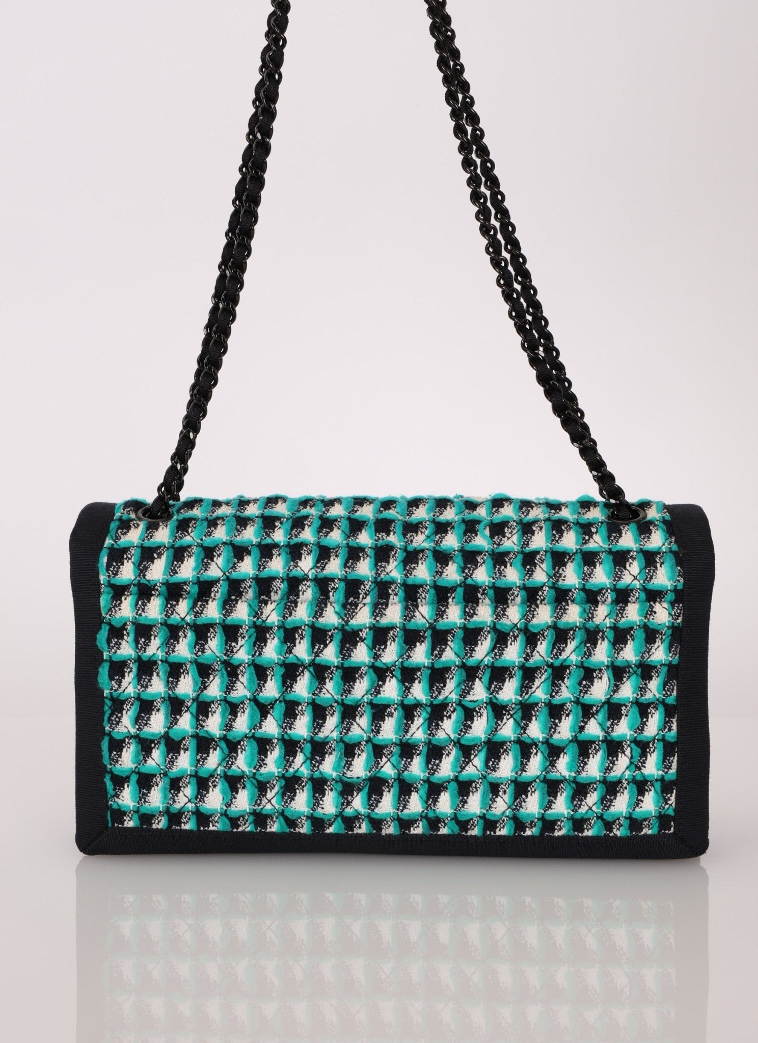 Chanel 2015 Houndstooth Tweed Single Flap - FashioNica