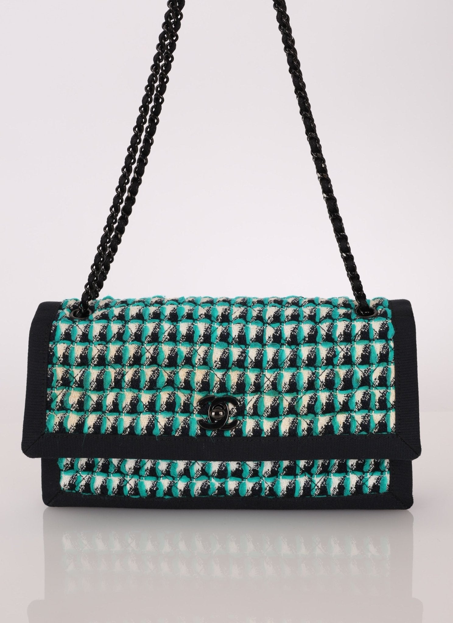 Chanel 2015 Houndstooth Tweed Single Flap - FashioNica