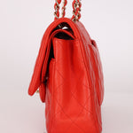 Chanel 2016 Lambskin Red Medium Double Flap GHW - FashioNica