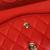 Chanel 2016 Lambskin Red Medium Double Flap GHW - FashioNica