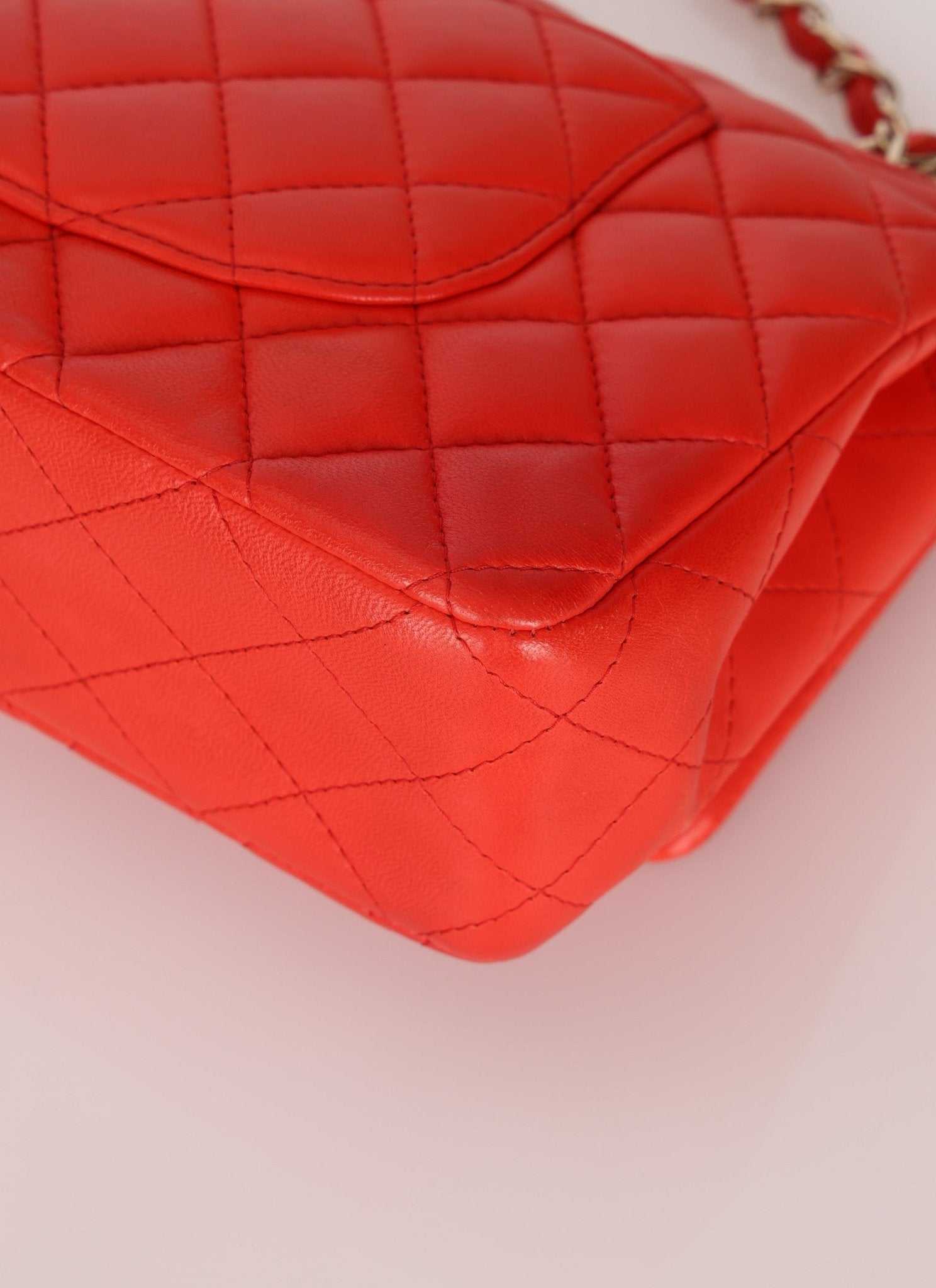 Chanel 2016 Lambskin Red Medium Double Flap GHW - FashioNica