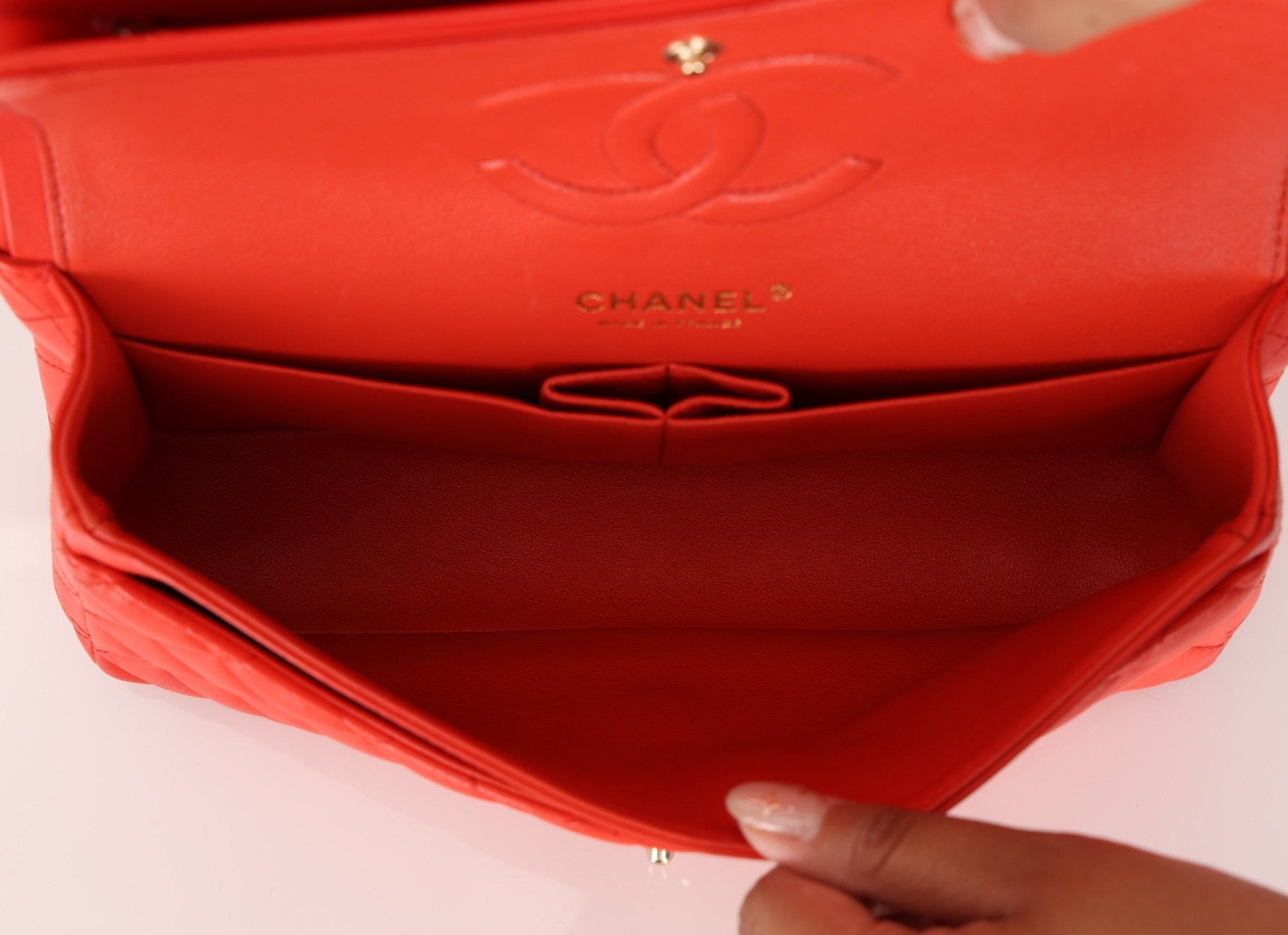 Chanel 2016 Lambskin Red Medium Double Flap GHW - FashioNica