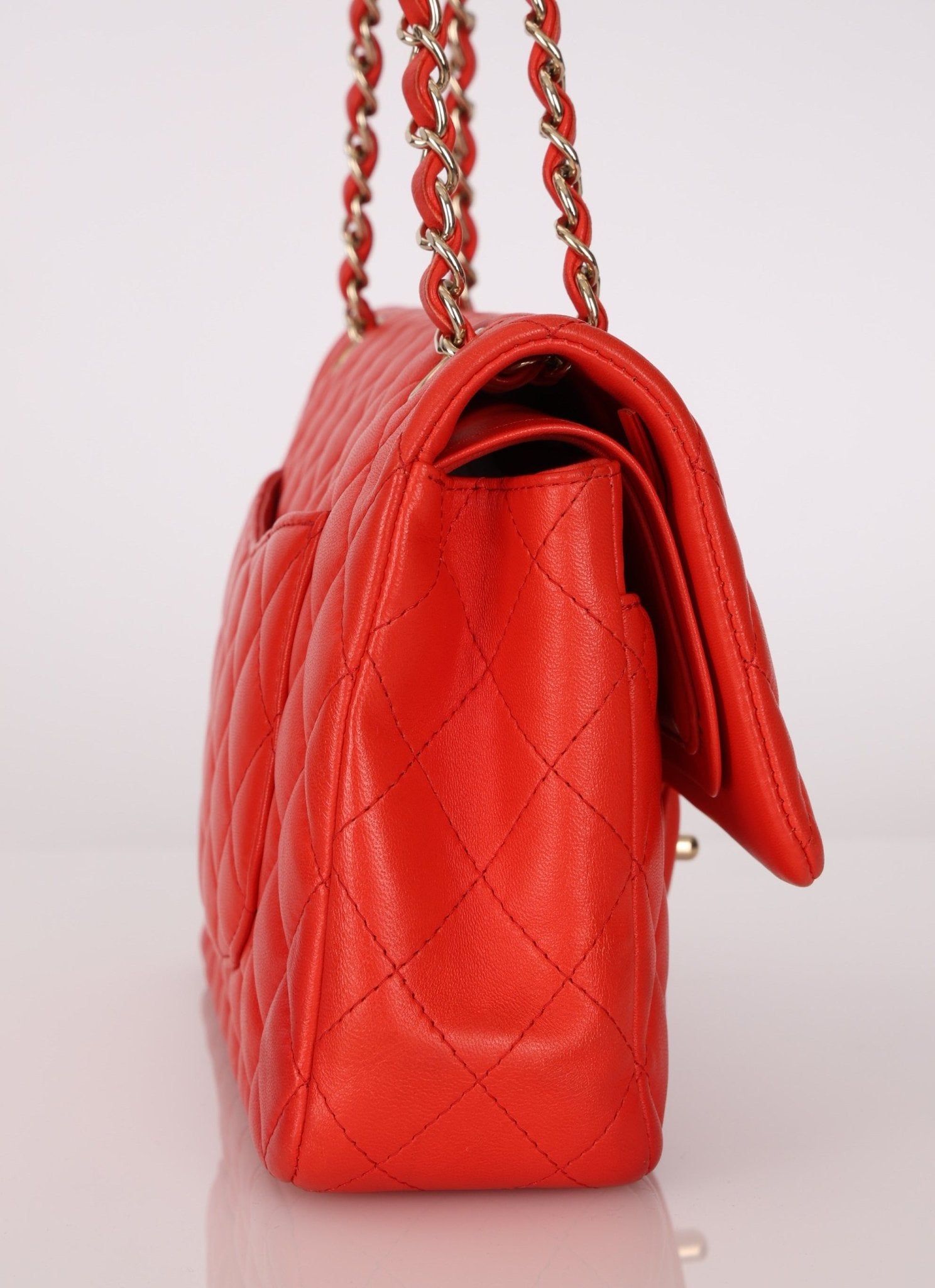 Chanel 2016 Lambskin Red Medium Double Flap GHW - FashioNica