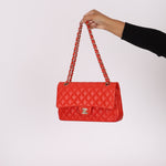 Chanel 2016 Lambskin Red Medium Double Flap GHW - FashioNica