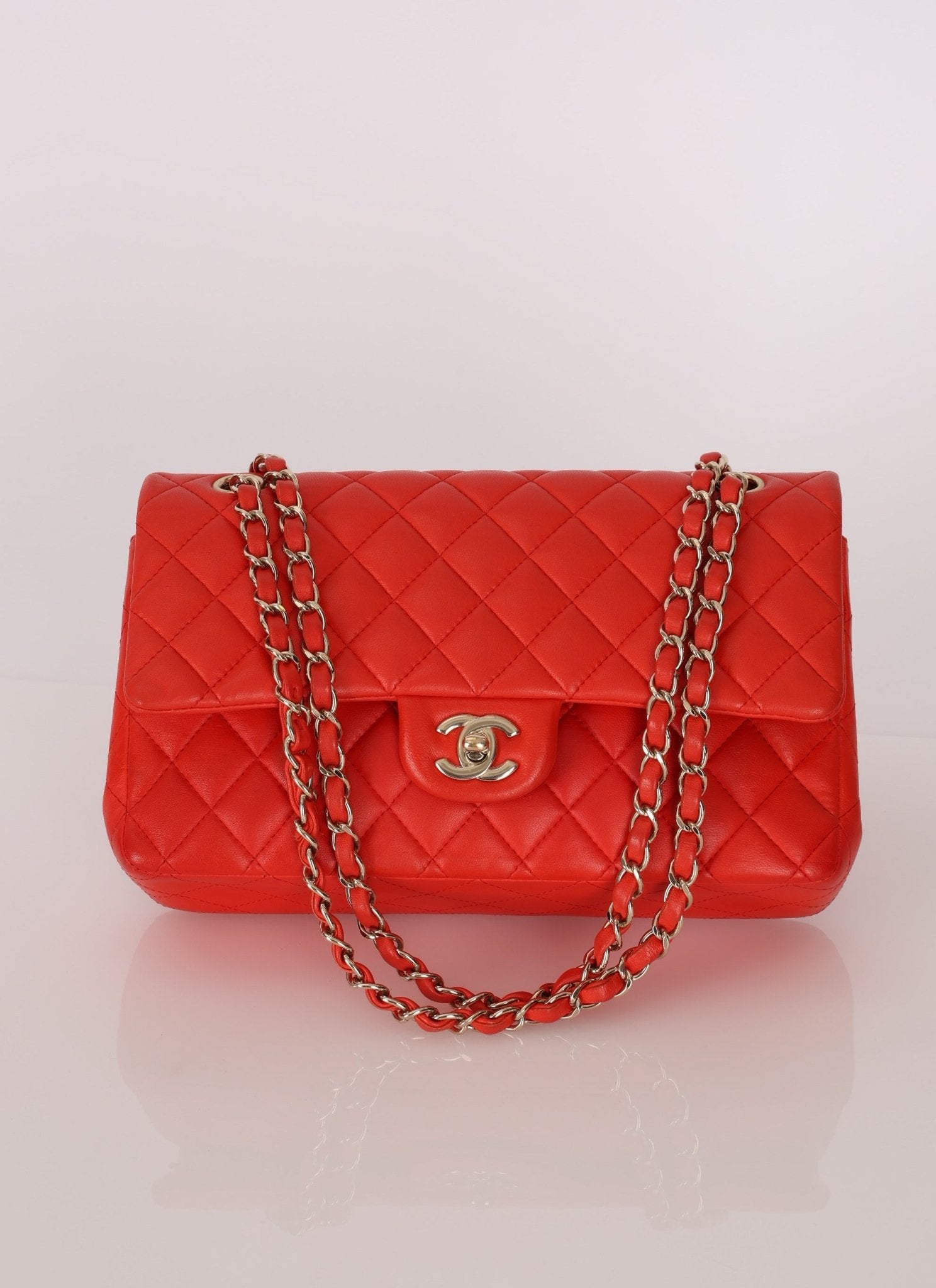 Chanel 2016 Lambskin Red Medium Double Flap GHW - FashioNica