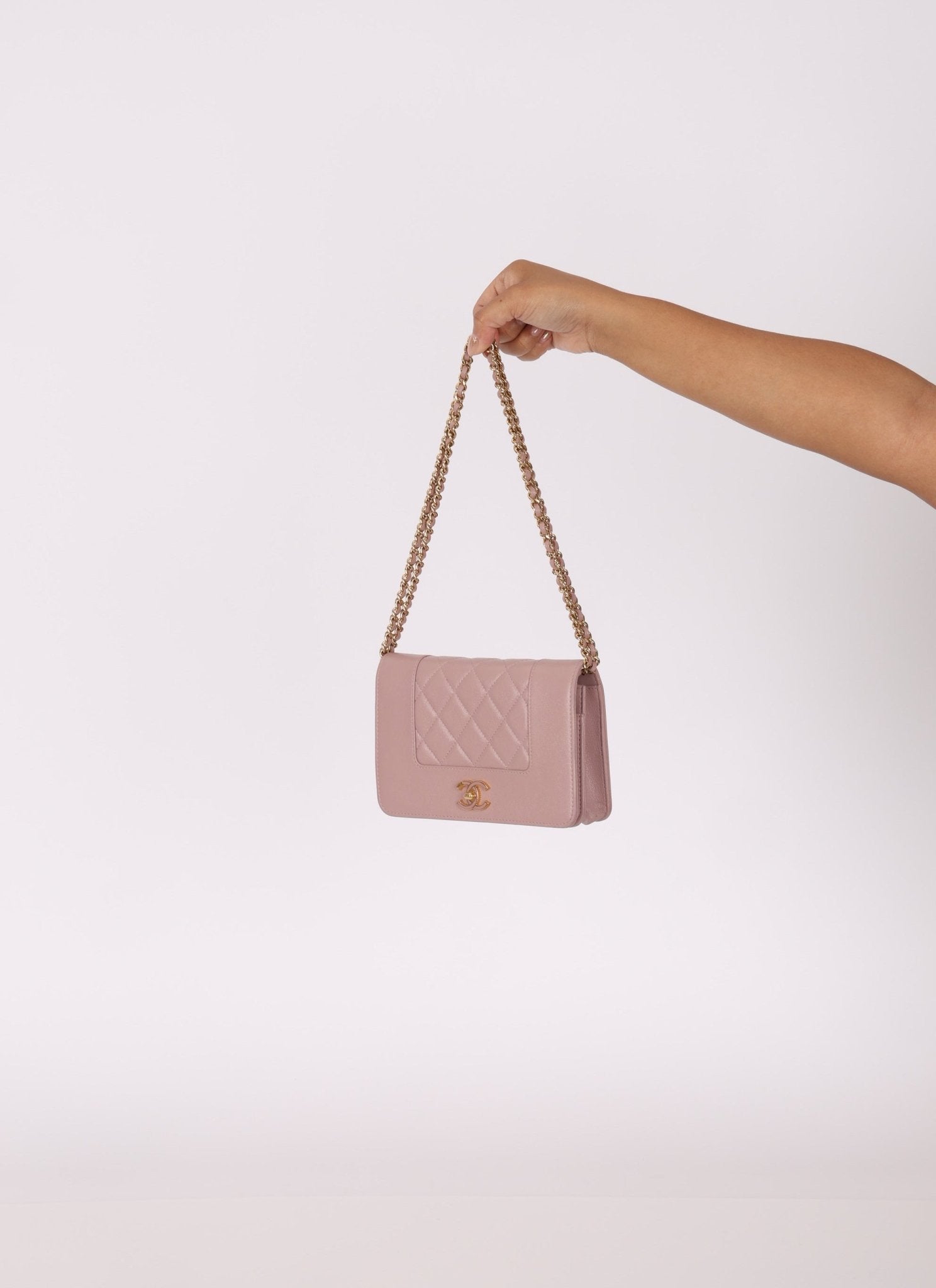 Chanel 2016 Mademoiselle Lilac Sheepskin Wallet on Chain - FashioNica