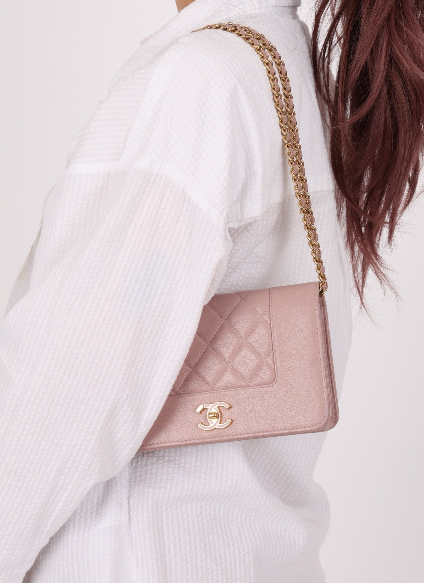 Chanel 2016 Mademoiselle Lilac Sheepskin Wallet on Chain - FashioNica