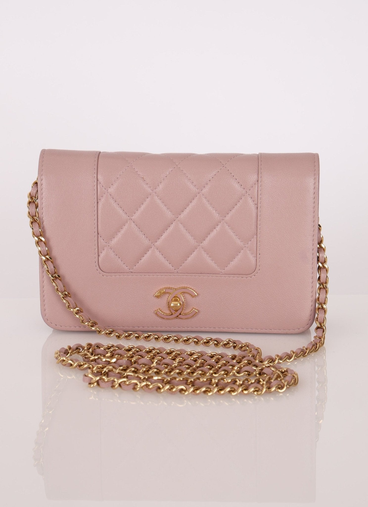 Chanel 2016 Mademoiselle Lilac Sheepskin Wallet on Chain - FashioNica
