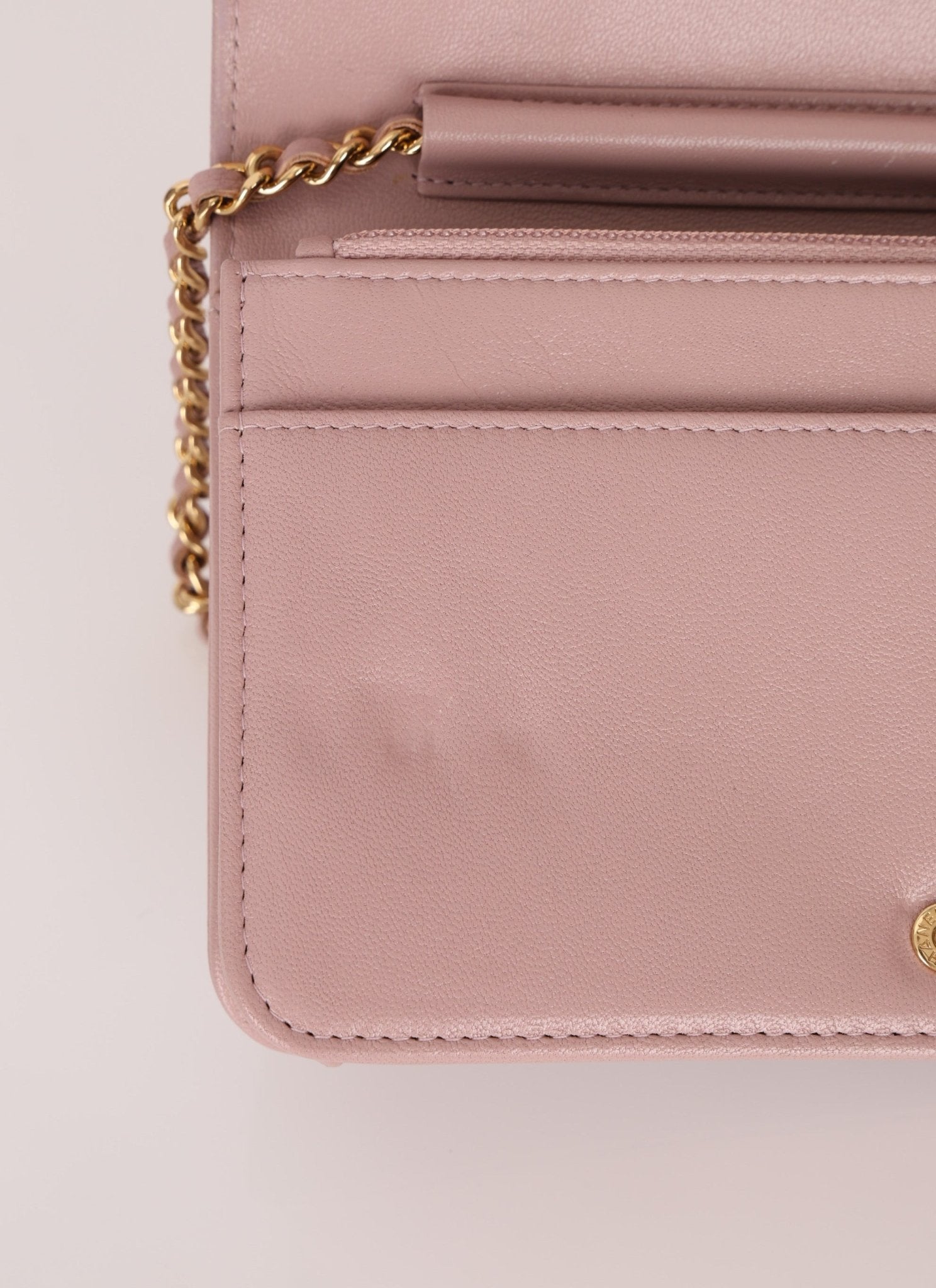 Chanel 2016 Mademoiselle Lilac Sheepskin Wallet on Chain - FashioNica