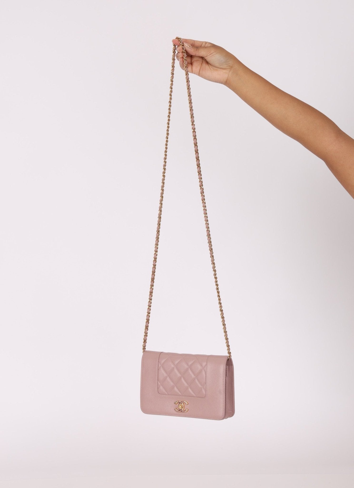 Chanel 2016 Mademoiselle Lilac Sheepskin Wallet on Chain - FashioNica