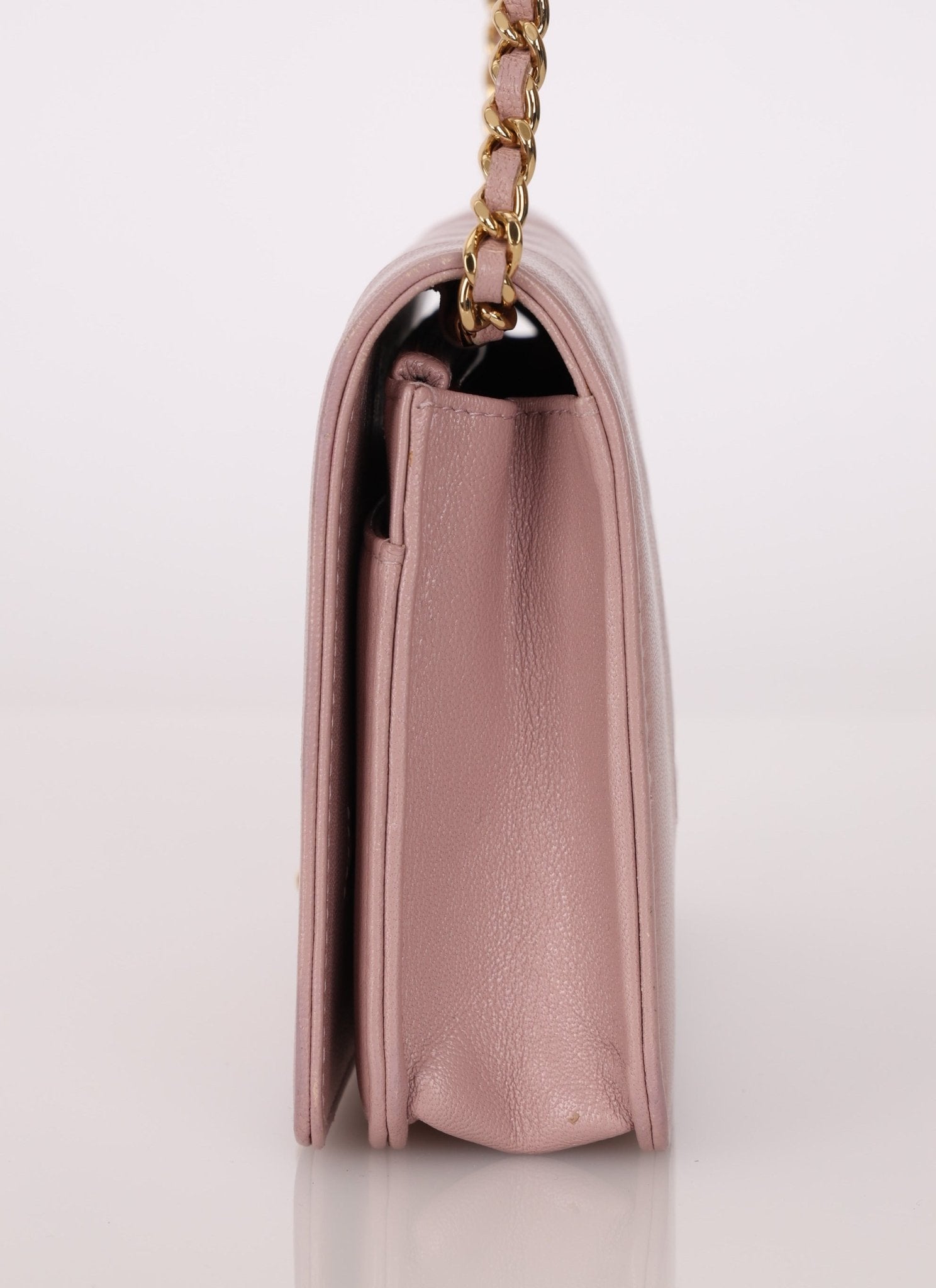 Chanel 2016 Mademoiselle Lilac Sheepskin Wallet on Chain - FashioNica