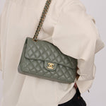 Chanel 2018 Eucalyptus Green Iridescent Caviar Small Double Flap - FashioNica