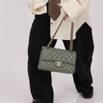 Chanel 2018 Eucalyptus Green Iridescent Caviar Small Double Flap - FashioNica