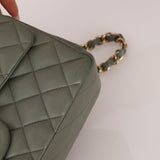 Chanel 2018 Eucalyptus Green Iridescent Caviar Small Double Flap - FashioNica