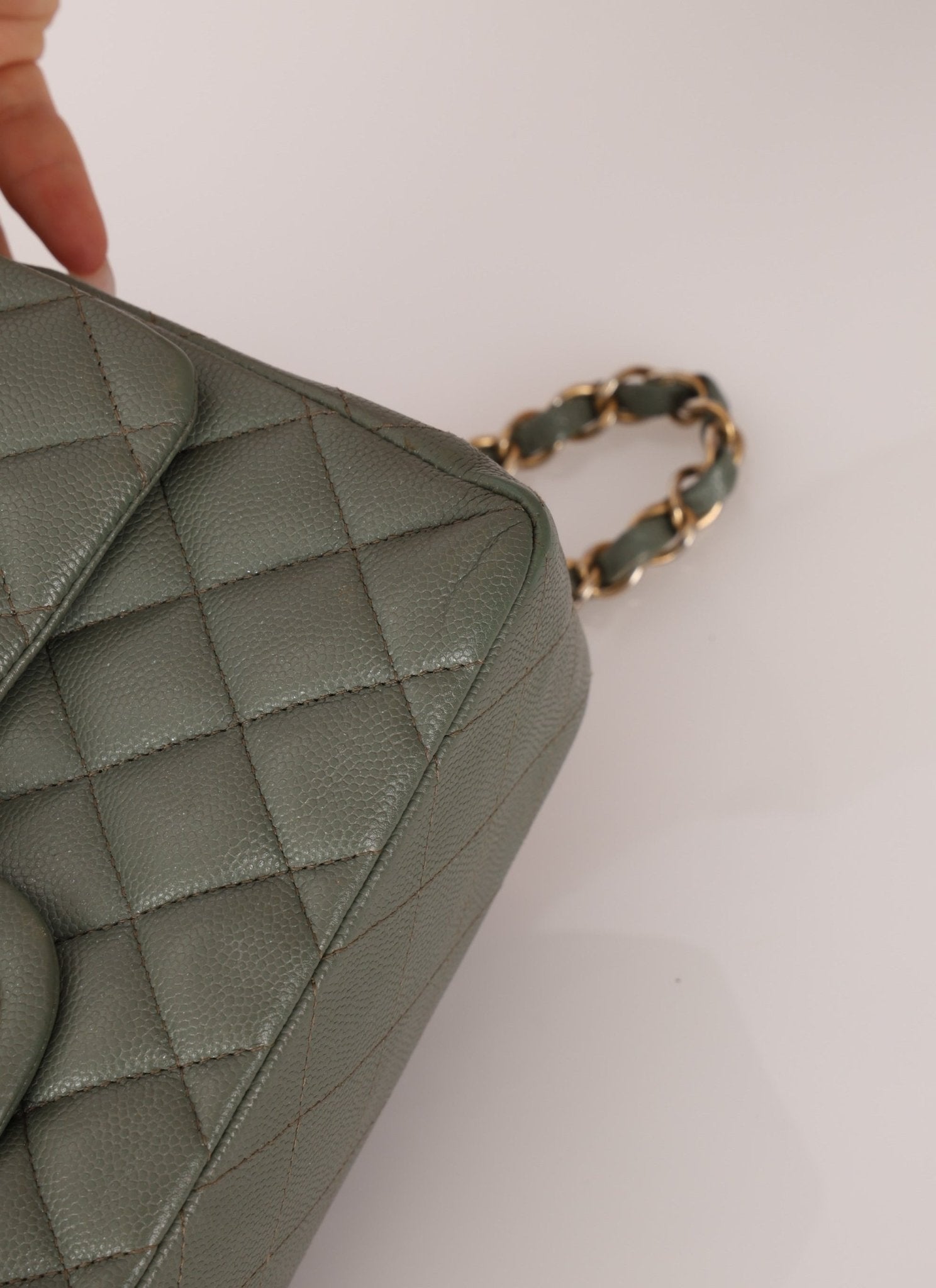 Chanel 2018 Eucalyptus Green Iridescent Caviar Small Double Flap - FashioNica