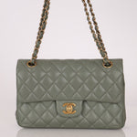 Chanel 2018 Eucalyptus Green Iridescent Caviar Small Double Flap - FashioNica