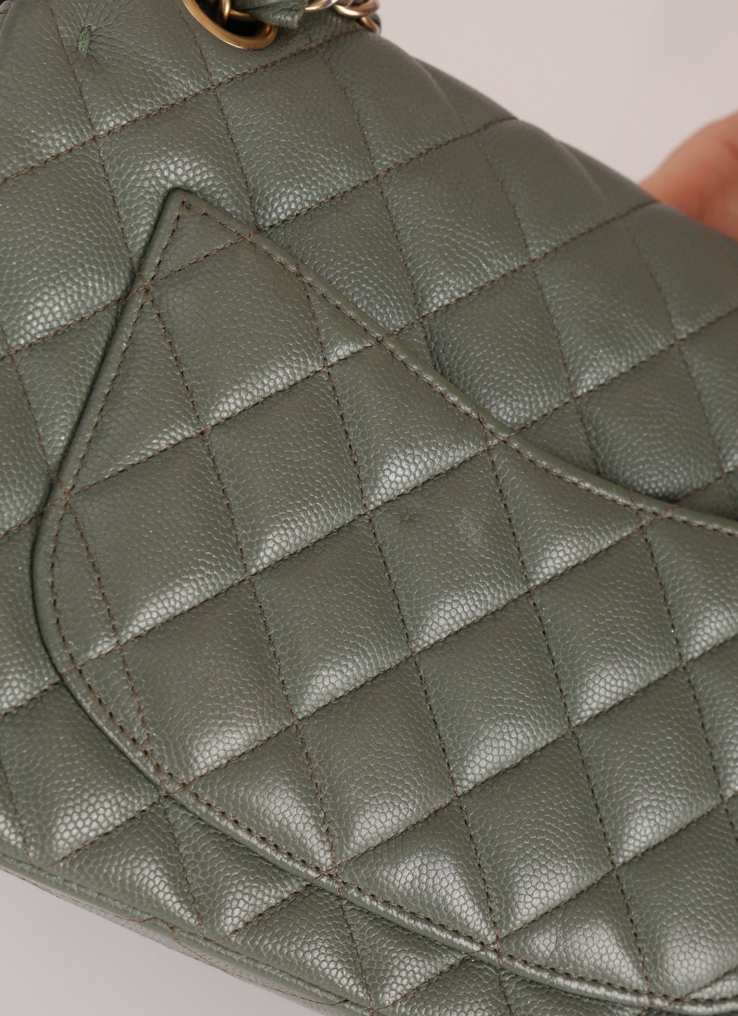 Chanel 2018 Eucalyptus Green Iridescent Caviar Small Double Flap - FashioNica