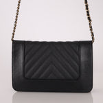 Chanel 2019 Black Caviar & Sheepskin Mademoiselle Wallet on Chain - FashioNica